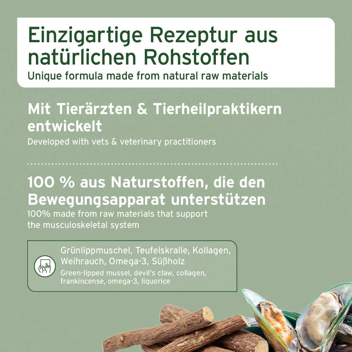 Bild von Gelenktabletten auf grünem Hintergrund.