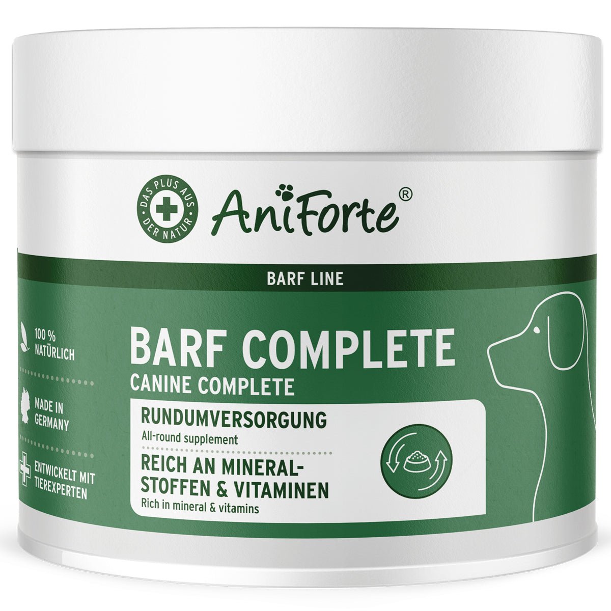 BARF Complete – Natürliches Zusatzpulver für Hunde, reich an Mineralstoffen und Vitaminen.