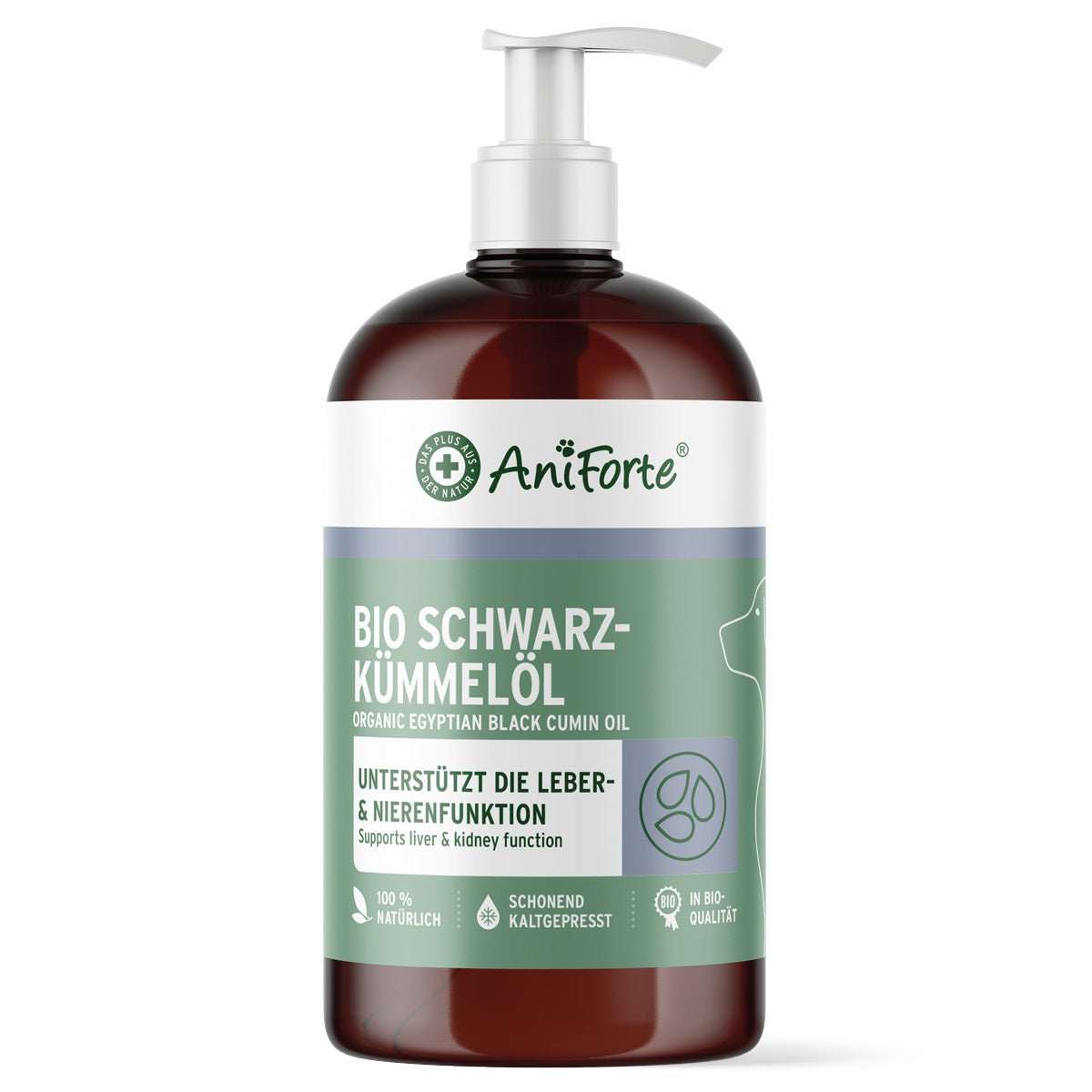 Flasche Bio Ägyptisches Schwarzkümmelöl - AniForte mit Pumpspender.