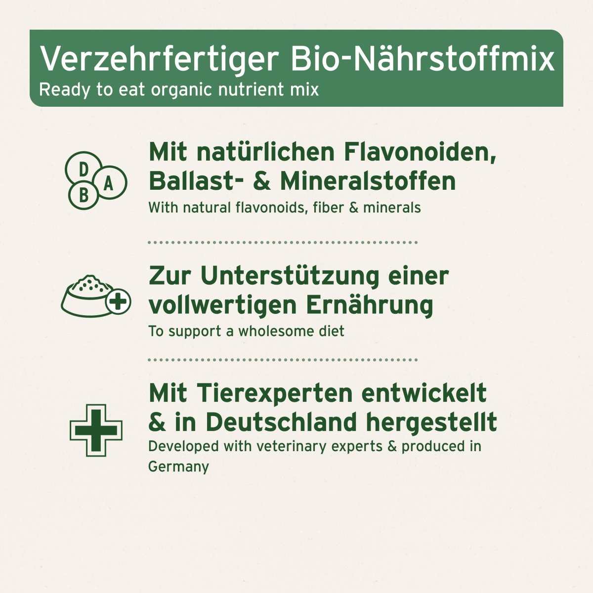 Bio BARF-Püree Mix, nährstoffreich, mit Flavonoiden, in Deutschland entwickelt.
