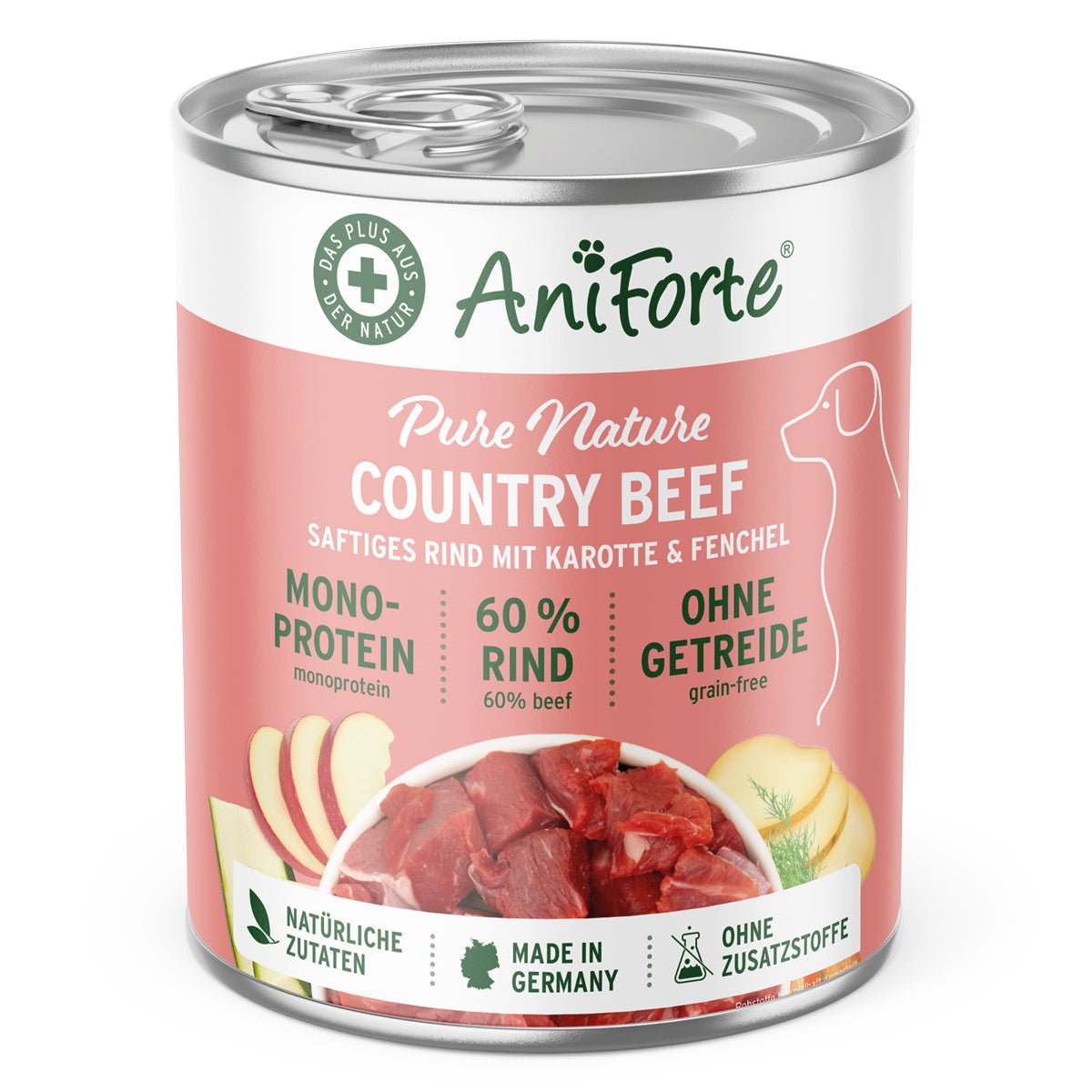 AniForte Pure Nature Nassfutter CountryBeef Rind mit Karotte getreidefrei hochwertig