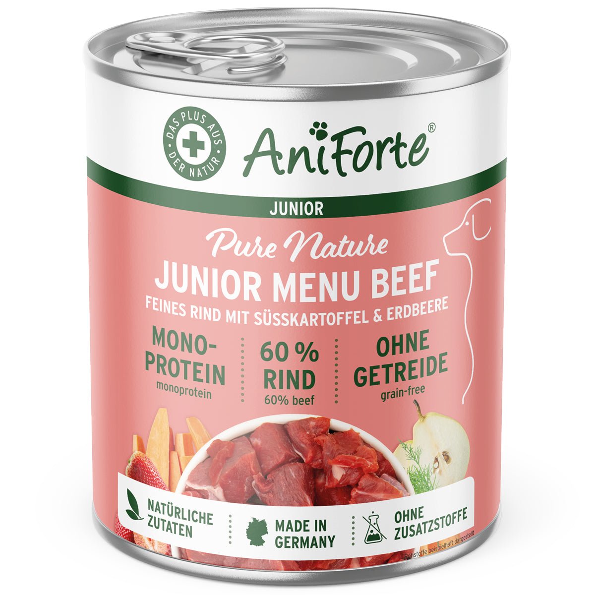 AniForte Nassfutter Junior Menu Rind mit Süßkartoffeln für Welpen, getreidefrei und natürlich