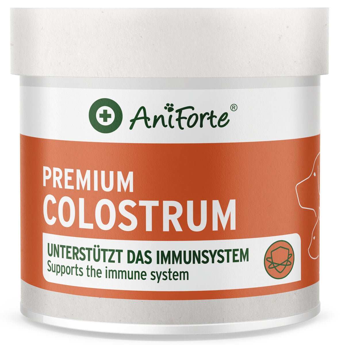 Premium Colostrum für Hunde und Katzen von AniForte, unterstützt Immunsystem mit hohem Immunglobulin G-Wert.