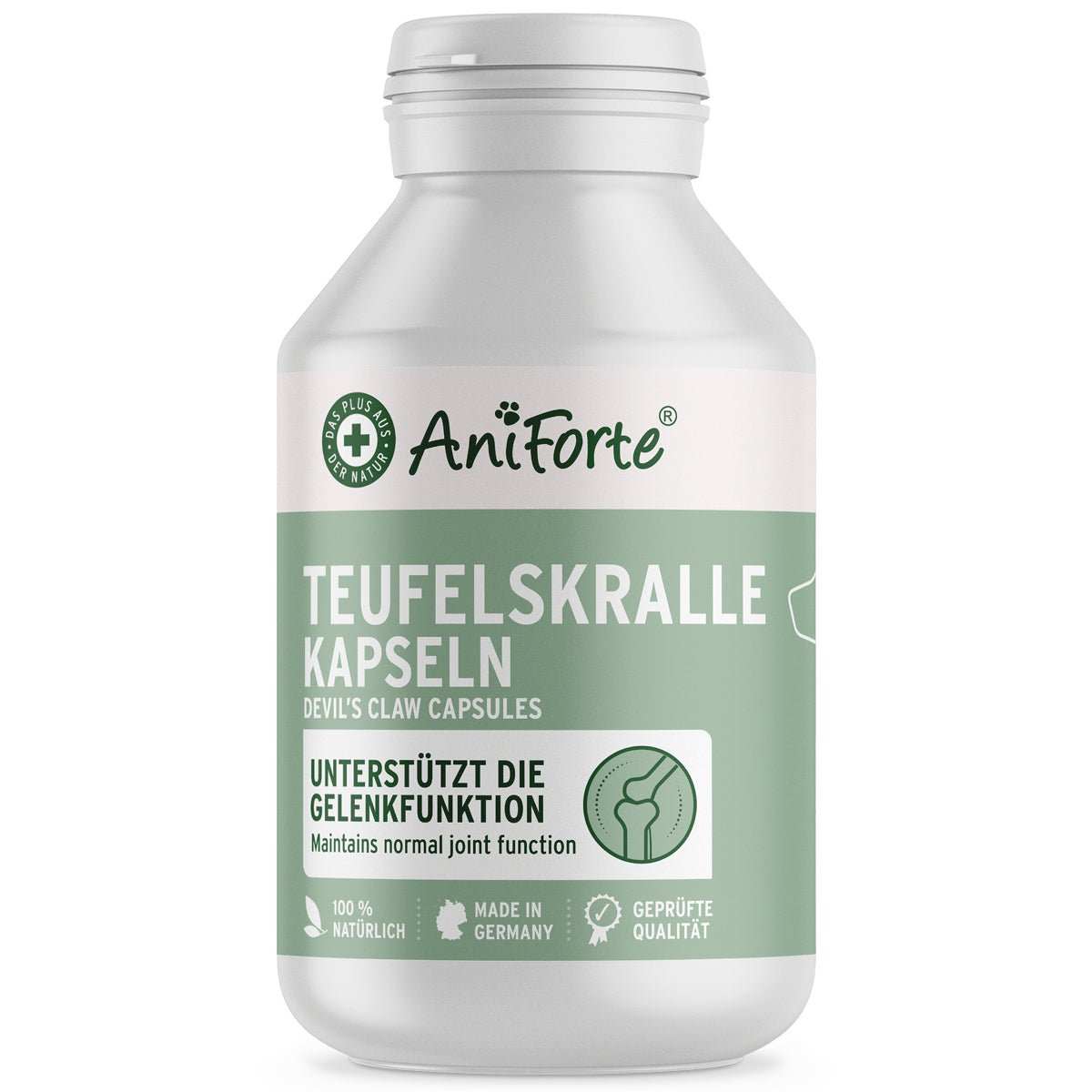 Teufelskralle Gelenk-Kapseln für Hunde von AniForte, unterstützt gesunde Gelenkfunktion.