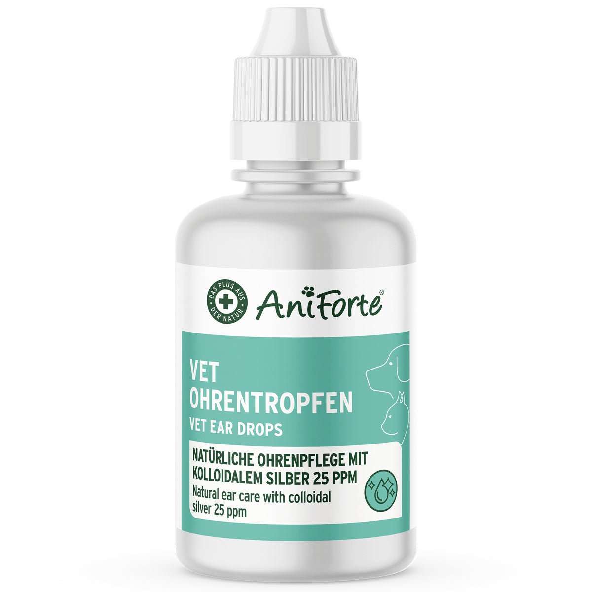 VET Ohrentropfen for pets with colloidal silver and calendula, ear care solution.