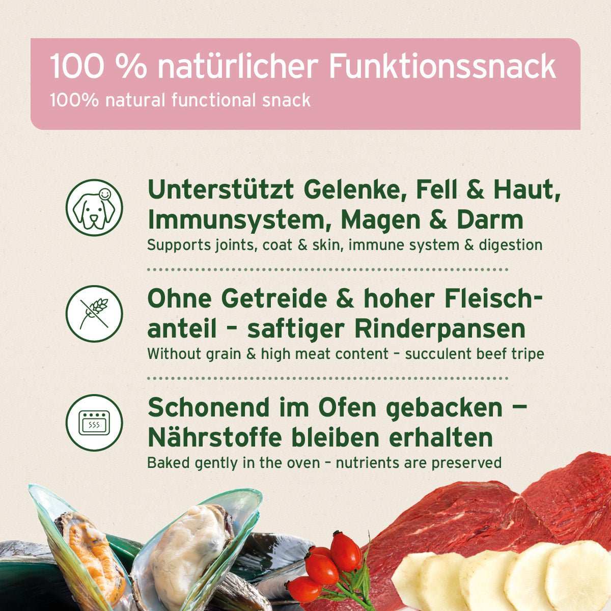 Piktogramm Hund, Ofen und durchgestrichenes Getreide. 