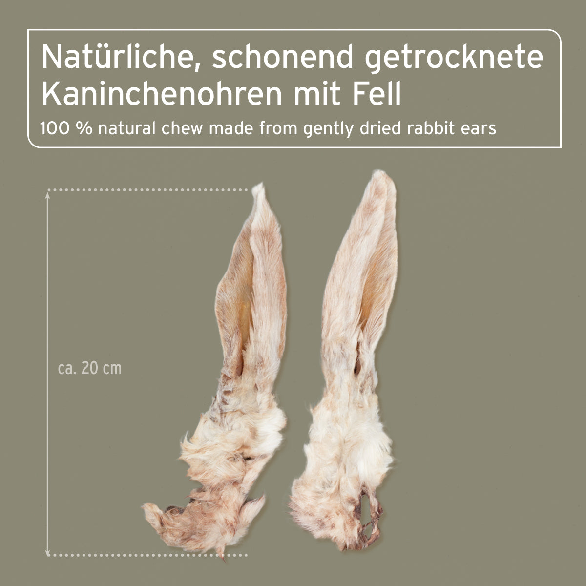 Kaninchenohren mit Fell als natürlicher Kausnack für Hunde zur Stressreduzierung und Magenreinigung