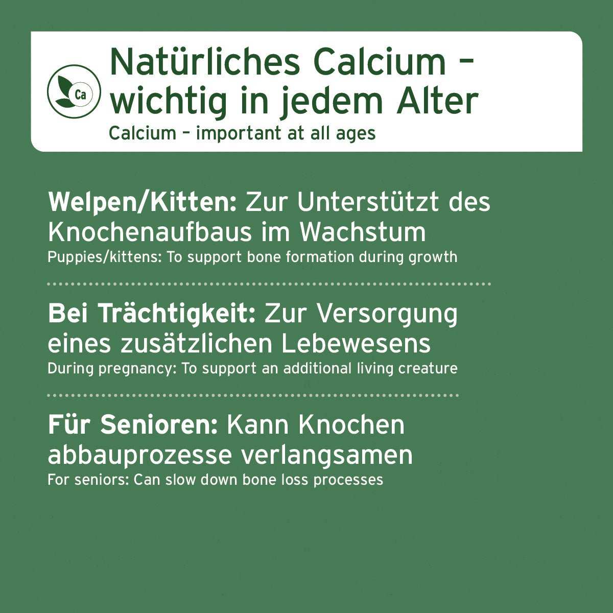 Grafik mit zusätzlichen Informationen BARF - Line Gemahlene Knochen vom Rind - AniForte