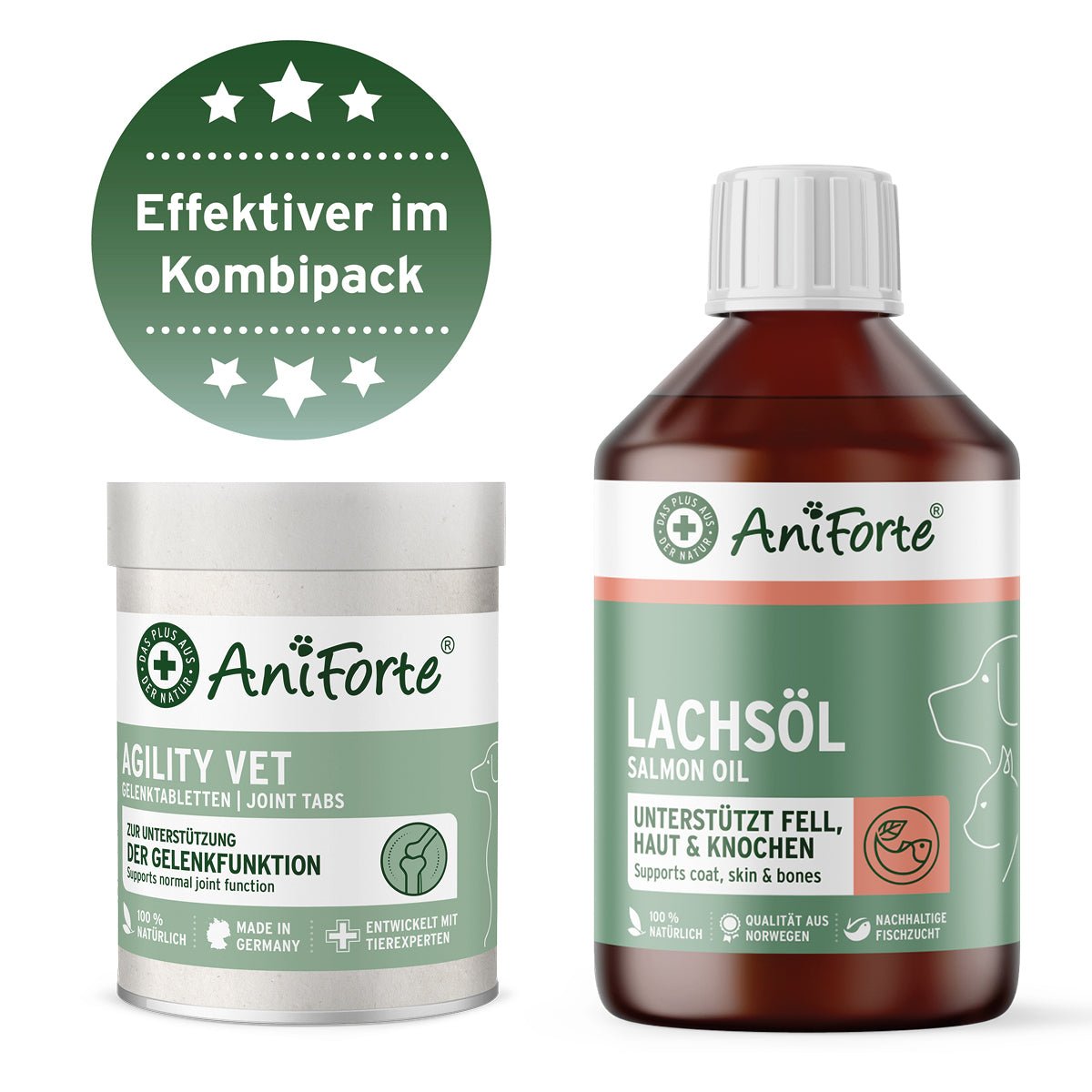 AniForte® Kombi-Set für Hunde mit Lachsöl und Agility Vet Tabletten zur Förderung von Beweglichkeit & Vitalität