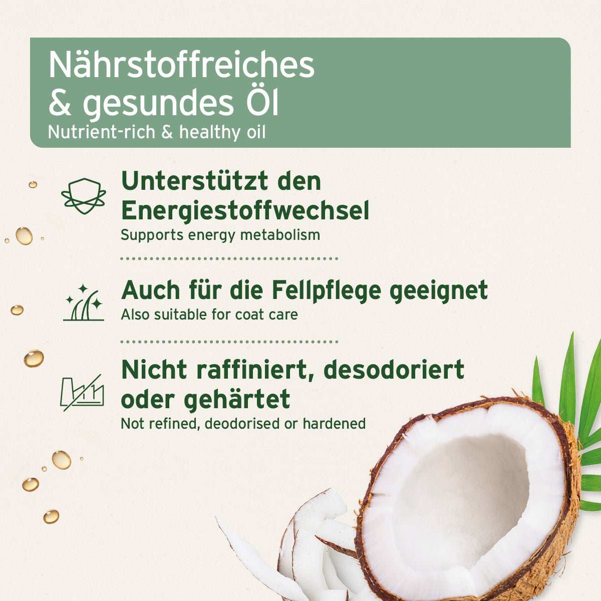 Informationen zum Bio Kokosöl mit Kokosnuss. 