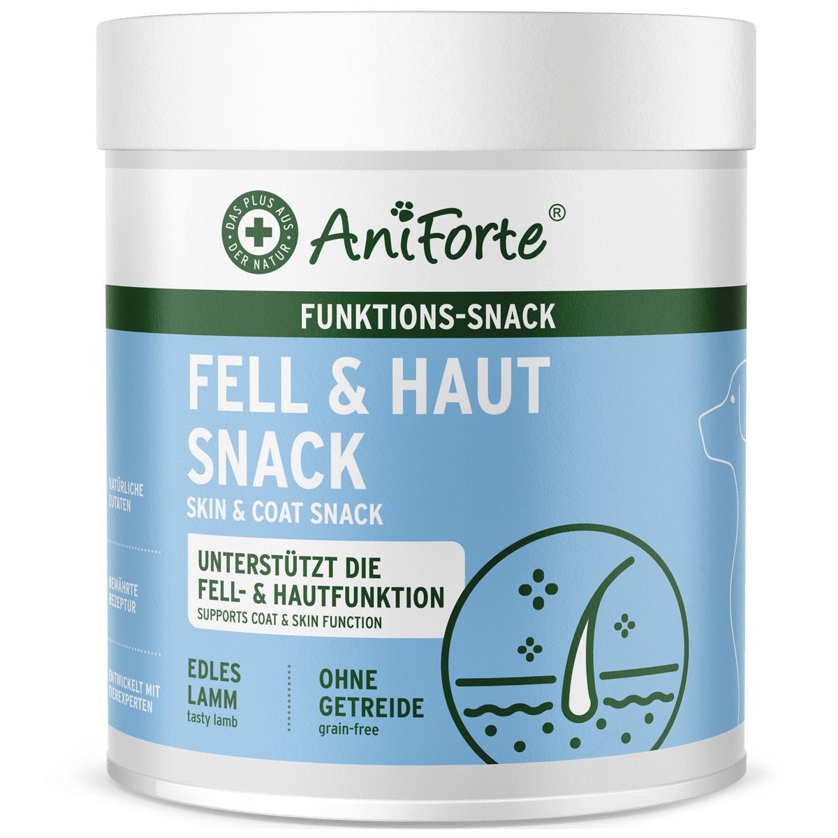 AniForte Fell & Haut Snacks für gesunde Haut und glänzendes Hundefell mit Lammfleisch und natürlichen Nährstoffen