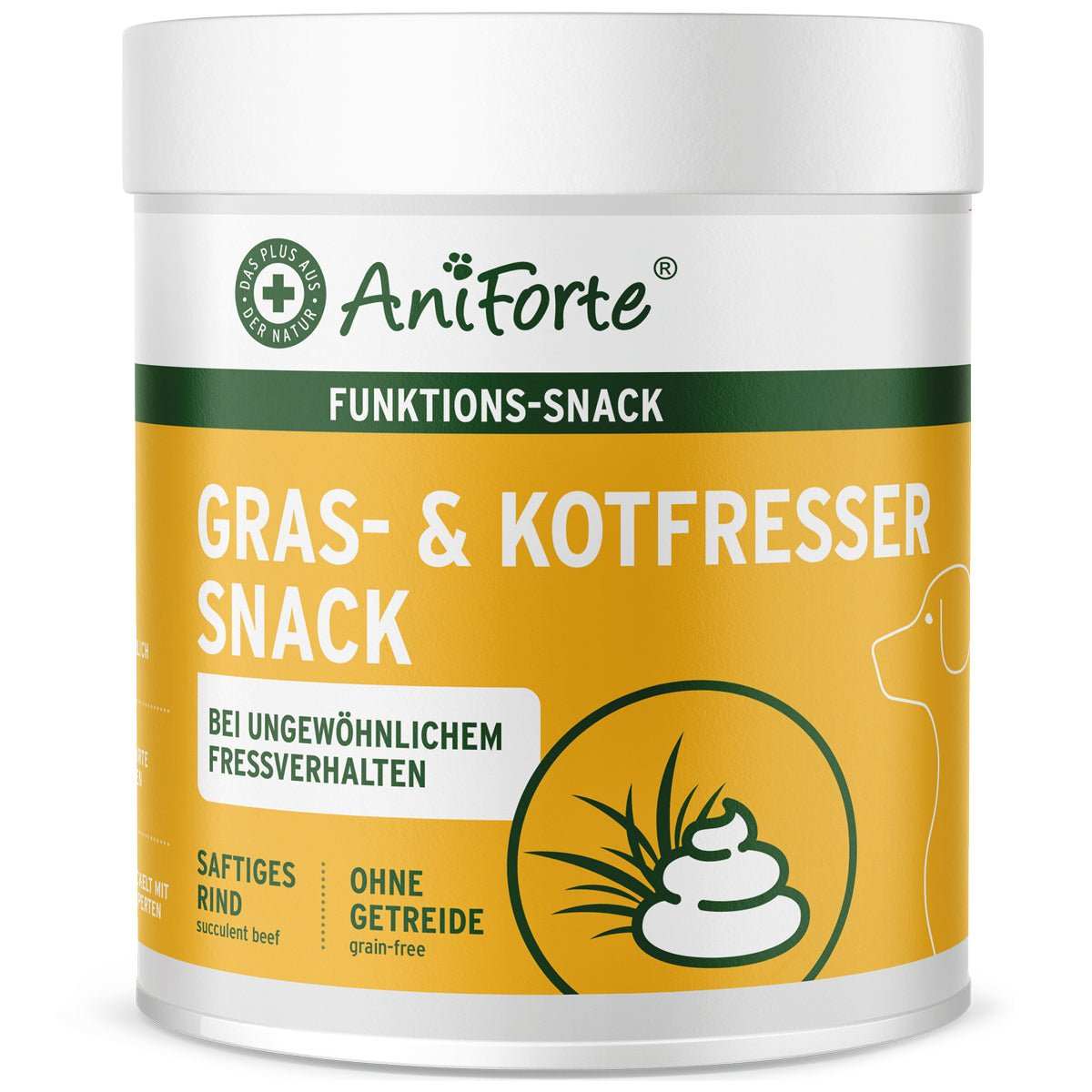 AniForte® Gras- & Kotfresser Snack for dogs, natural functional treat, grain-free, supports digestion.