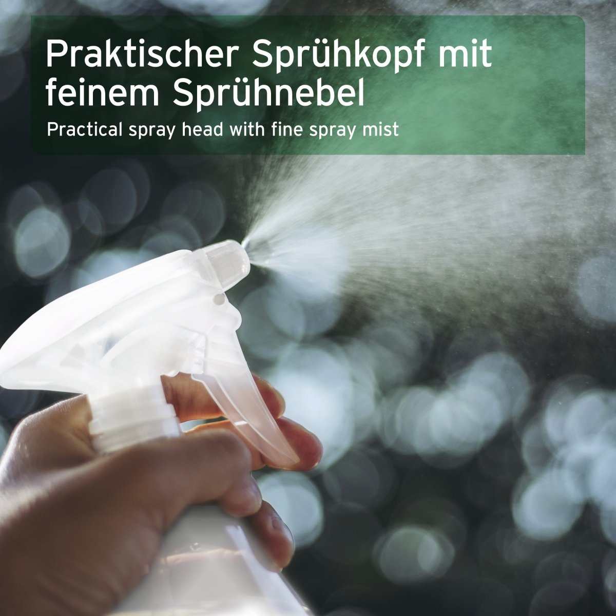 Praktischer Sprühkopf des Grasmilben-EX Sprays mit feinem Sprühnebel für effektive Anwendung bei Hunden.