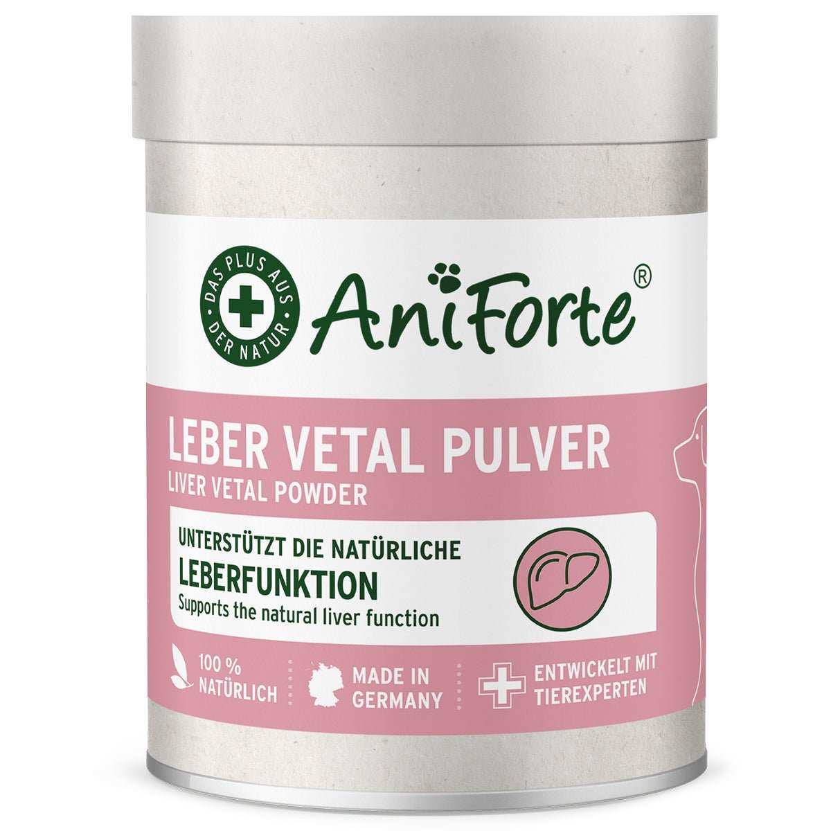 AniForte LeberVetal Pulver zur Unterstützung der Leberfunktion bei Hunden, natürliche Kräutermischung.