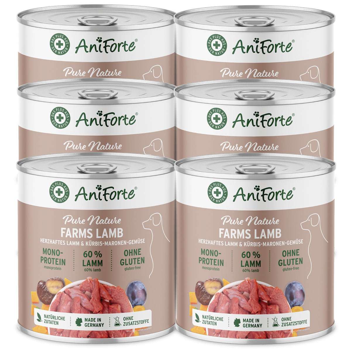6 Dosen Nassfutter FarmsLamb "Lamm mit Kürbis".