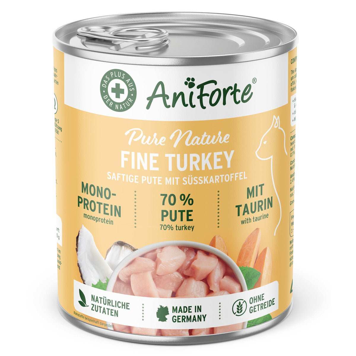 AniForte Nassfutter Fine Turkey für Katzen, saftige Pute mit. Einzelne Dose. 
