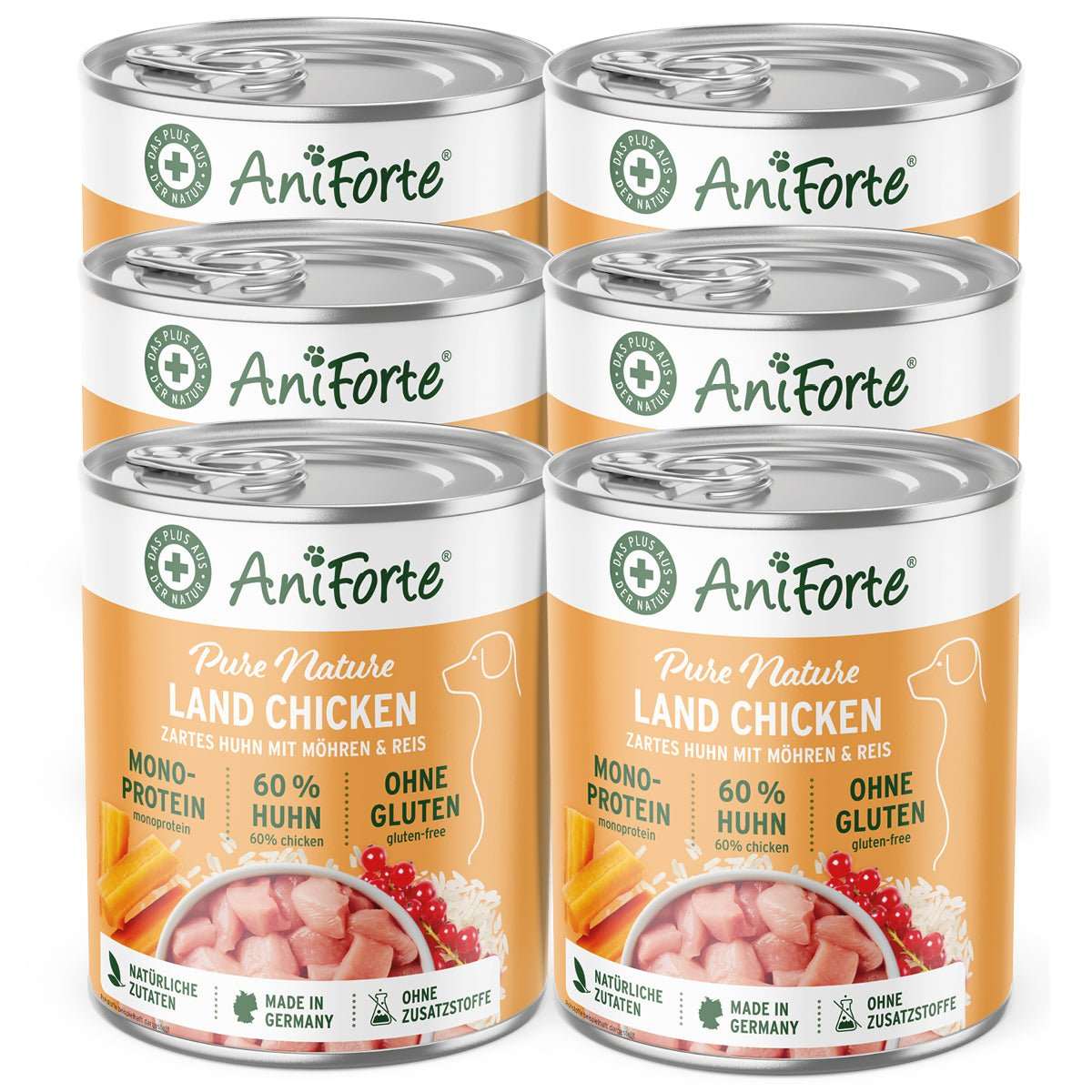 6 Dosen Nassfutter LandChicken. 