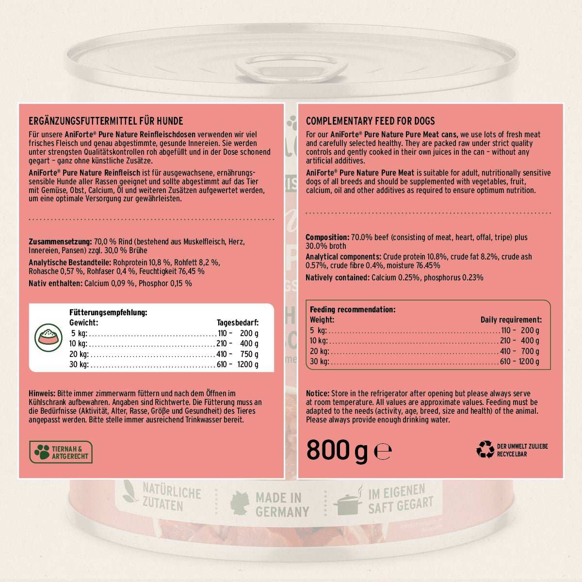 Etikett Nassfutter Rind Pur - AniForte