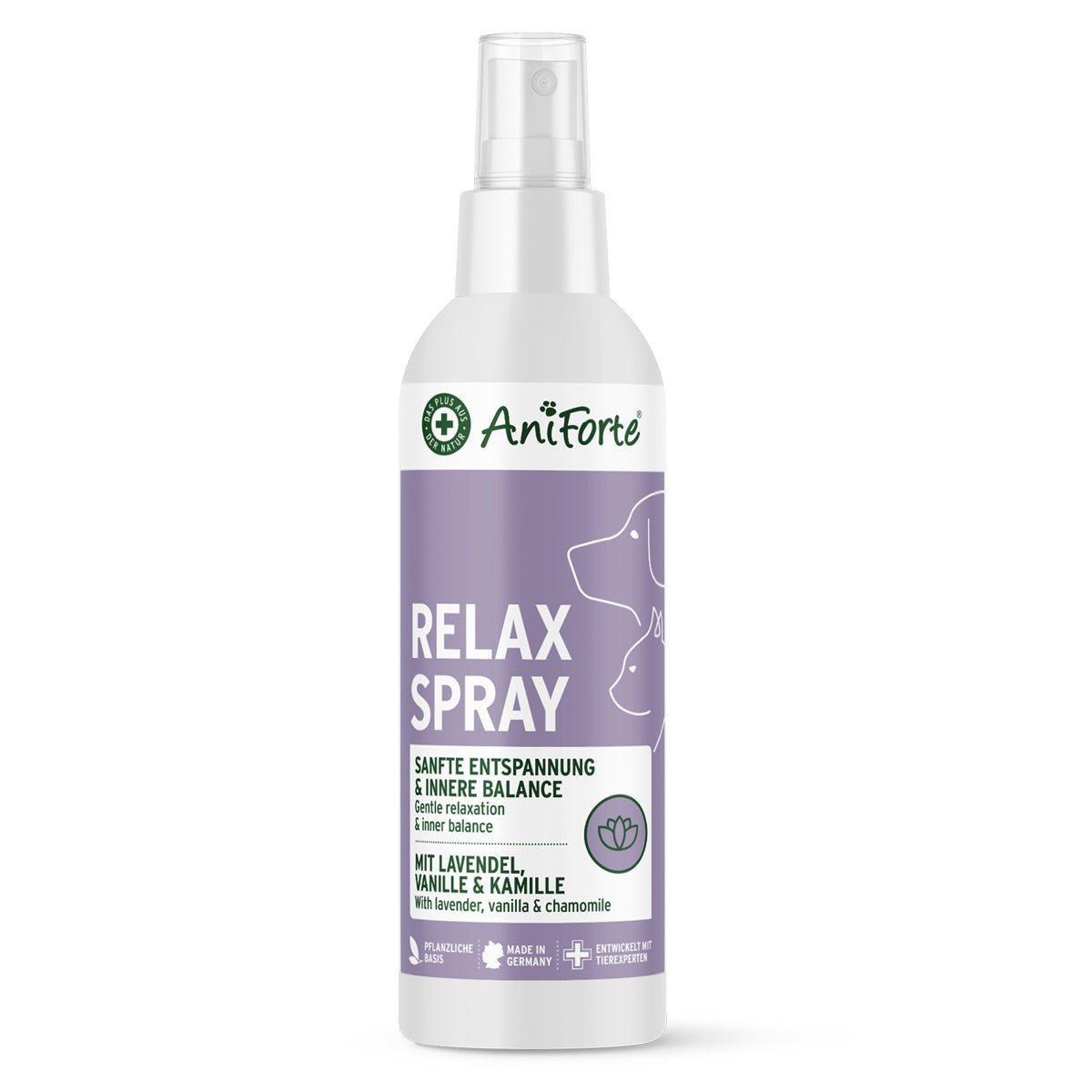 AniForte® Relax Spray beruhigendes Umgebungsspray für Hunde und Katzen mit Lavendel, Vanille und Kamille