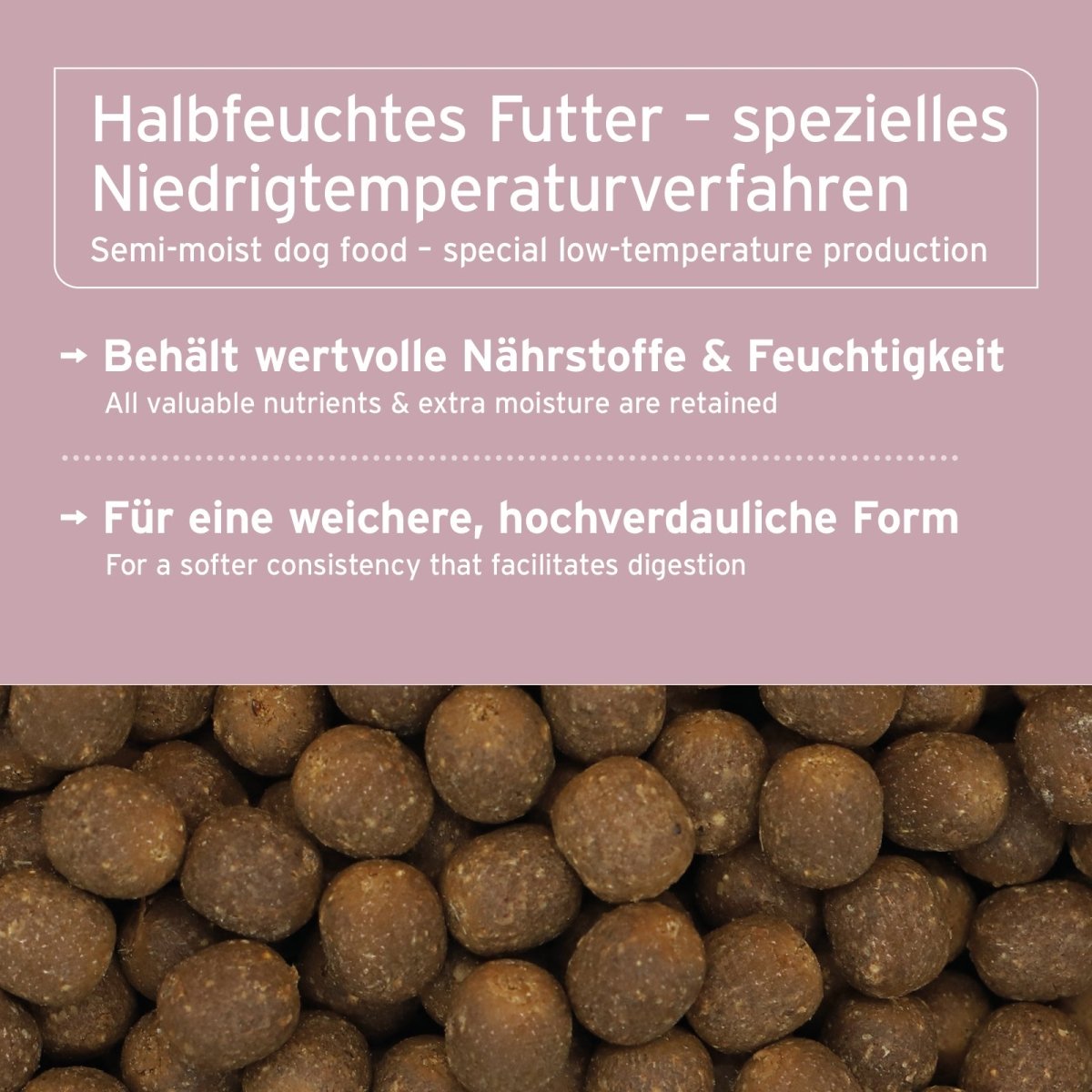 Trockenfutter FreelandDuck halbfeucht mit Ente und Hirse für Hunde, schonende Herstellung für bessere Verdaulichkeit