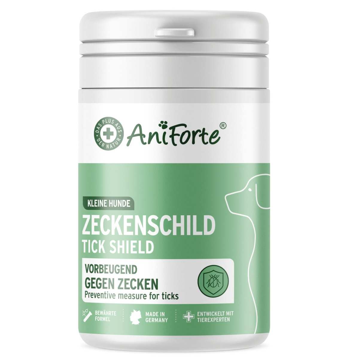 ZeckenSchild Kapseln für Hunde, unterstützt Schutz vor Zecken, enthält Bierhefe und Thiamin, AniForte.